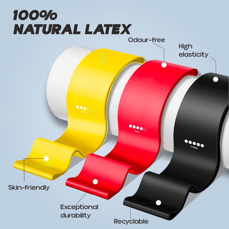 KONEX Natural Latex Resistance Band Loops for Men & Women | High Elasticity, Durable & Odour Free | Ideal for Home or Gym Workouts, Exercises, Stretching, Pull Ups, and Booty Toning (Pack of 3)|Heavy - Image 2